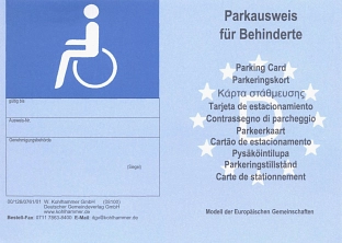 Blauer Parkausweis für Schwerbehinderte_Vorlage © Stadt Sehnde