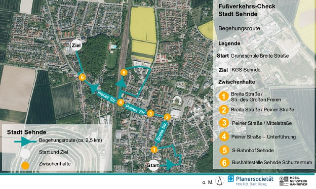 Fußverkehrscheck Route 2023 © Stadt Sehnde